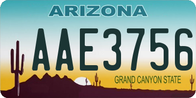 AZ license plate AAE3756