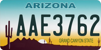 AZ license plate AAE3762