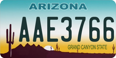 AZ license plate AAE3766