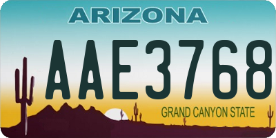 AZ license plate AAE3768