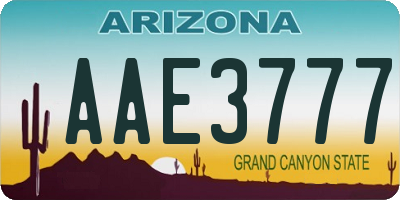 AZ license plate AAE3777