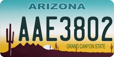 AZ license plate AAE3802