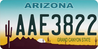 AZ license plate AAE3822