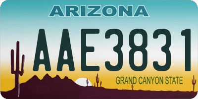 AZ license plate AAE3831
