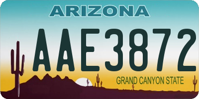 AZ license plate AAE3872