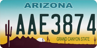 AZ license plate AAE3874