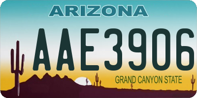 AZ license plate AAE3906