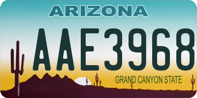 AZ license plate AAE3968