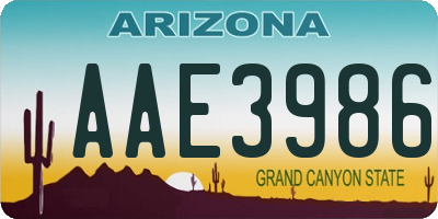 AZ license plate AAE3986