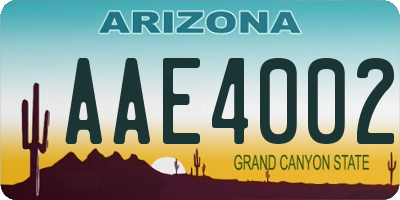 AZ license plate AAE4002