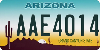 AZ license plate AAE4014
