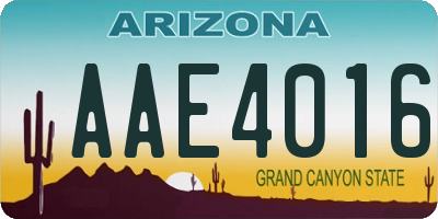 AZ license plate AAE4016
