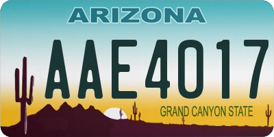 AZ license plate AAE4017