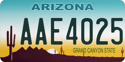 AZ license plate AAE4025
