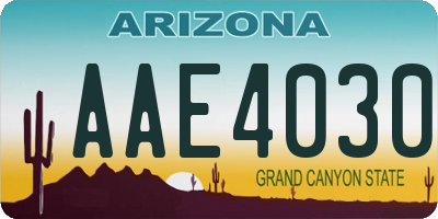 AZ license plate AAE4030
