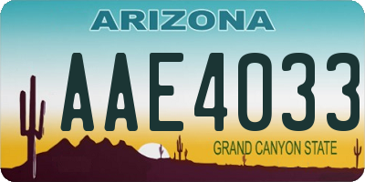 AZ license plate AAE4033