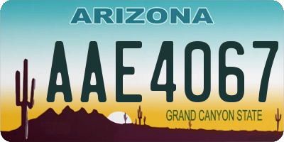 AZ license plate AAE4067