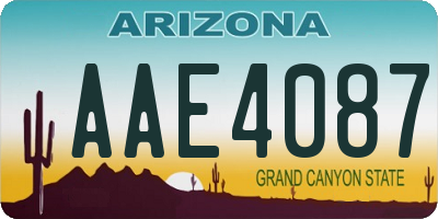 AZ license plate AAE4087