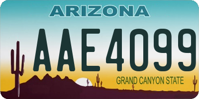 AZ license plate AAE4099