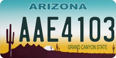 AZ license plate AAE4103