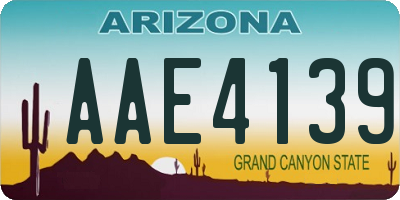 AZ license plate AAE4139