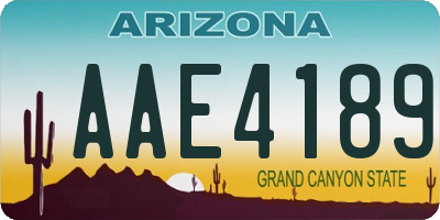 AZ license plate AAE4189
