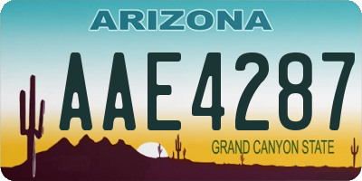 AZ license plate AAE4287