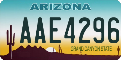 AZ license plate AAE4296