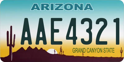 AZ license plate AAE4321