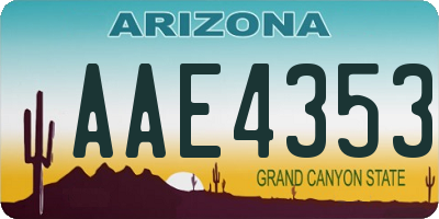 AZ license plate AAE4353