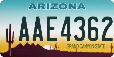 AZ license plate AAE4362