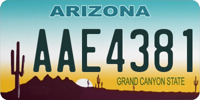 AZ license plate AAE4381