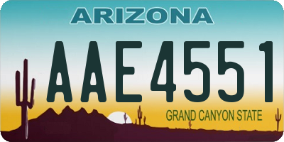AZ license plate AAE4551