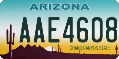 AZ license plate AAE4608