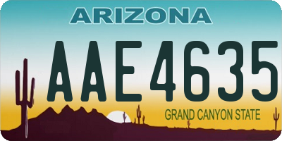 AZ license plate AAE4635