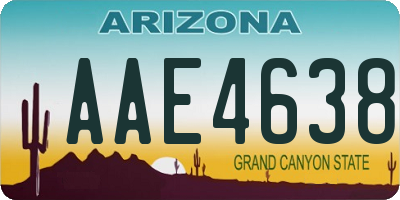 AZ license plate AAE4638