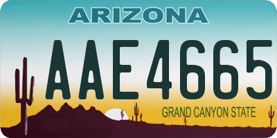 AZ license plate AAE4665