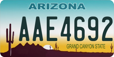 AZ license plate AAE4692