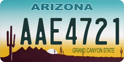 AZ license plate AAE4721