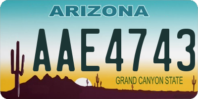 AZ license plate AAE4743