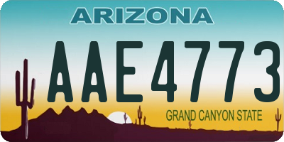 AZ license plate AAE4773