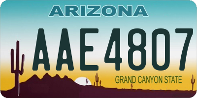 AZ license plate AAE4807
