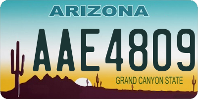 AZ license plate AAE4809
