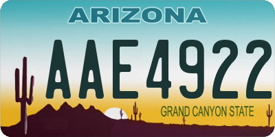 AZ license plate AAE4922