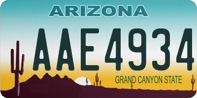 AZ license plate AAE4934