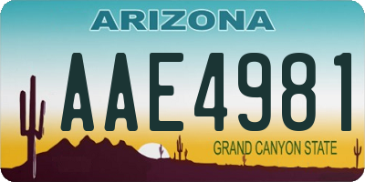 AZ license plate AAE4981
