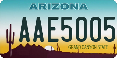 AZ license plate AAE5005