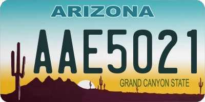 AZ license plate AAE5021
