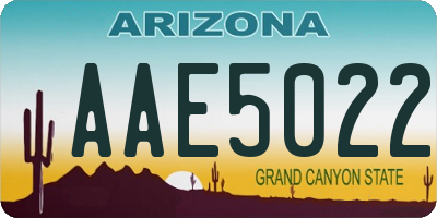 AZ license plate AAE5022