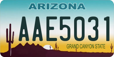 AZ license plate AAE5031